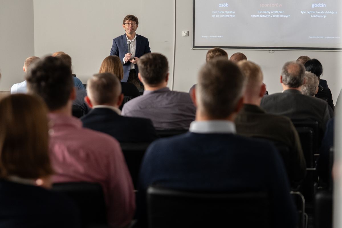 Wystąpienie na konferencji, widok z sali